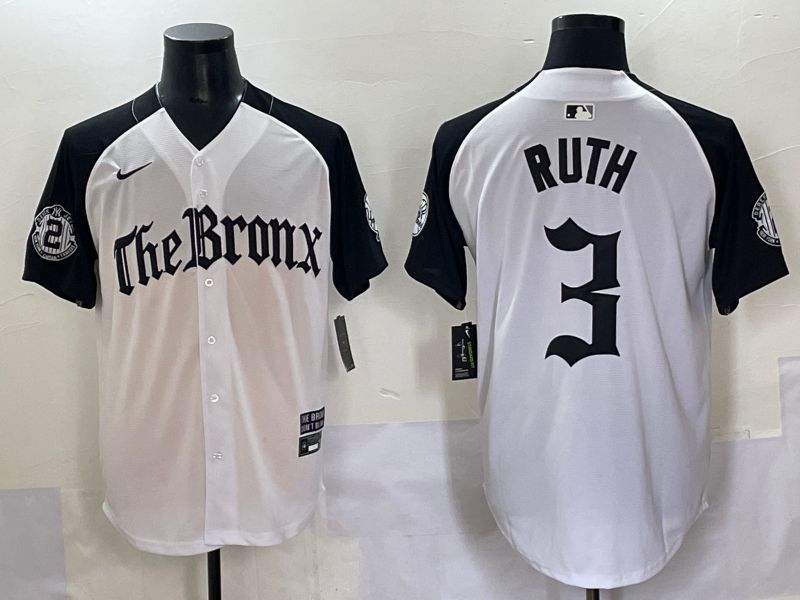 Men 2025 New York Yankees #3 Ruth White black Five generations Joint Name Nike MLB Jersey style 51->new york yankees->MLB Jersey